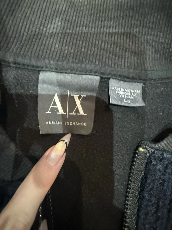 A|X Men's Cable-Knit Bomber Sweater Jacket - Black - Picture 2 of 2